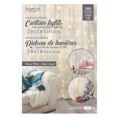 Danson - Rideau de lumière de Noël, 300 DEL, blanc chaud, usage intérieur/éxtérieur