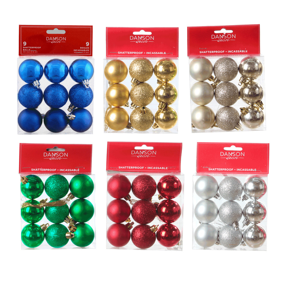 Danson - Shatter-proof Christmas ball ornaments, pk. of 9