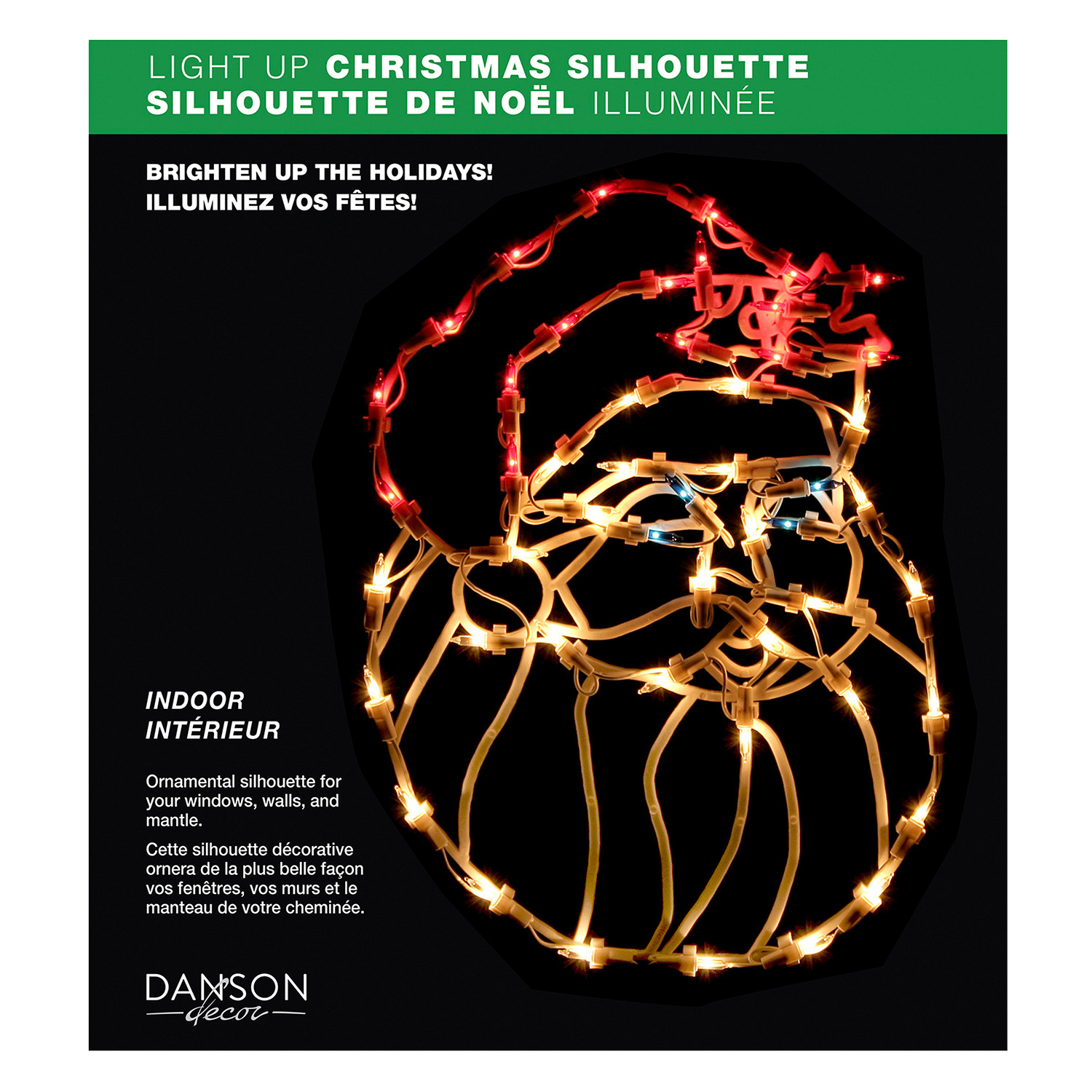 Danson - Silhouette de Noël illuminée, 18" - Père Noël