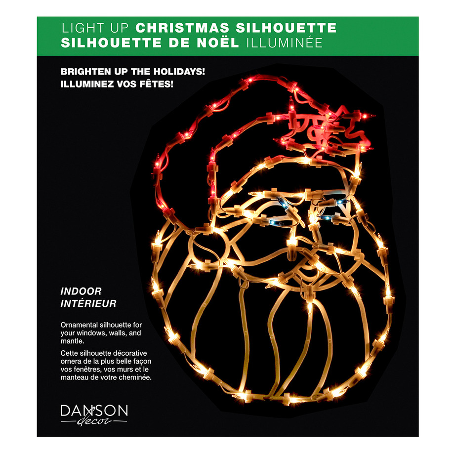 Danson - Silhouette de Noël illuminée, 18" - Père Noël