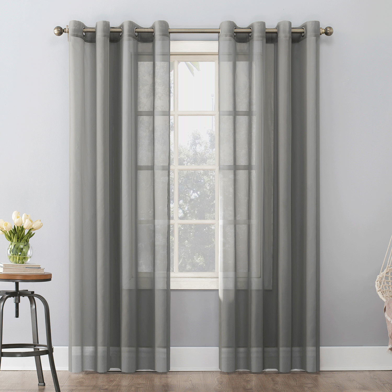 Elsa - sheer curtain panel with metal grommets, 52"x84"