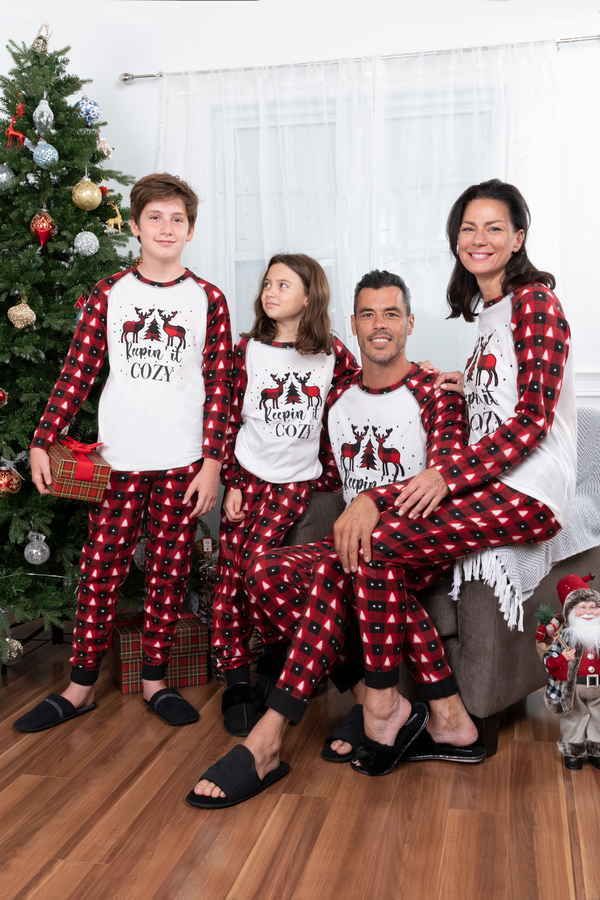 Pyjama de Noel Assorti à Toute la Famille Rouge Classique
