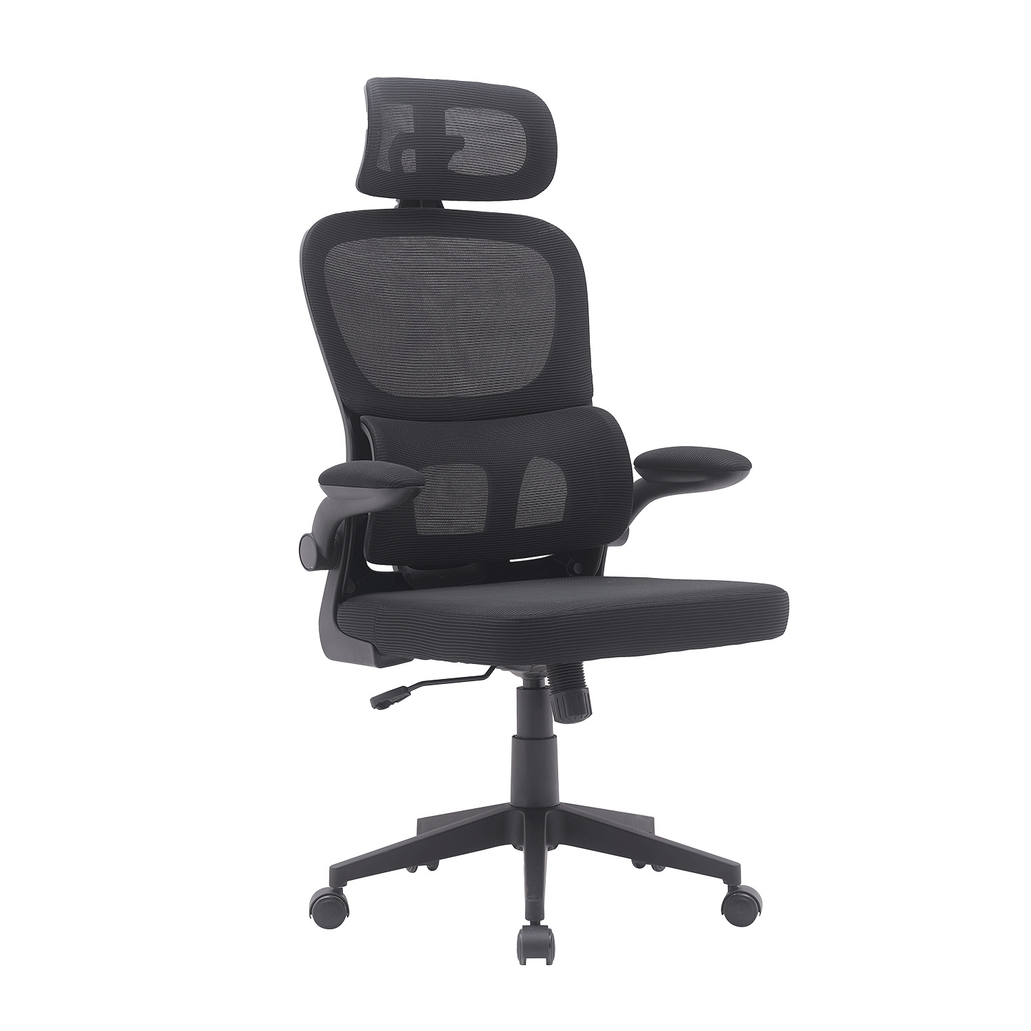 Ergonomic office chair with adjustable headrest and lumbar support