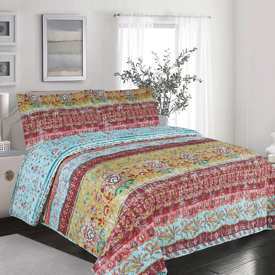 EVORA - Printed cotton quilt set - Retro floral