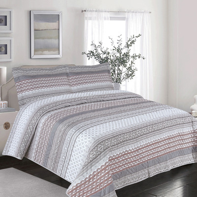 EVORA - Printed cotton quilt set - Rustic boho stripe