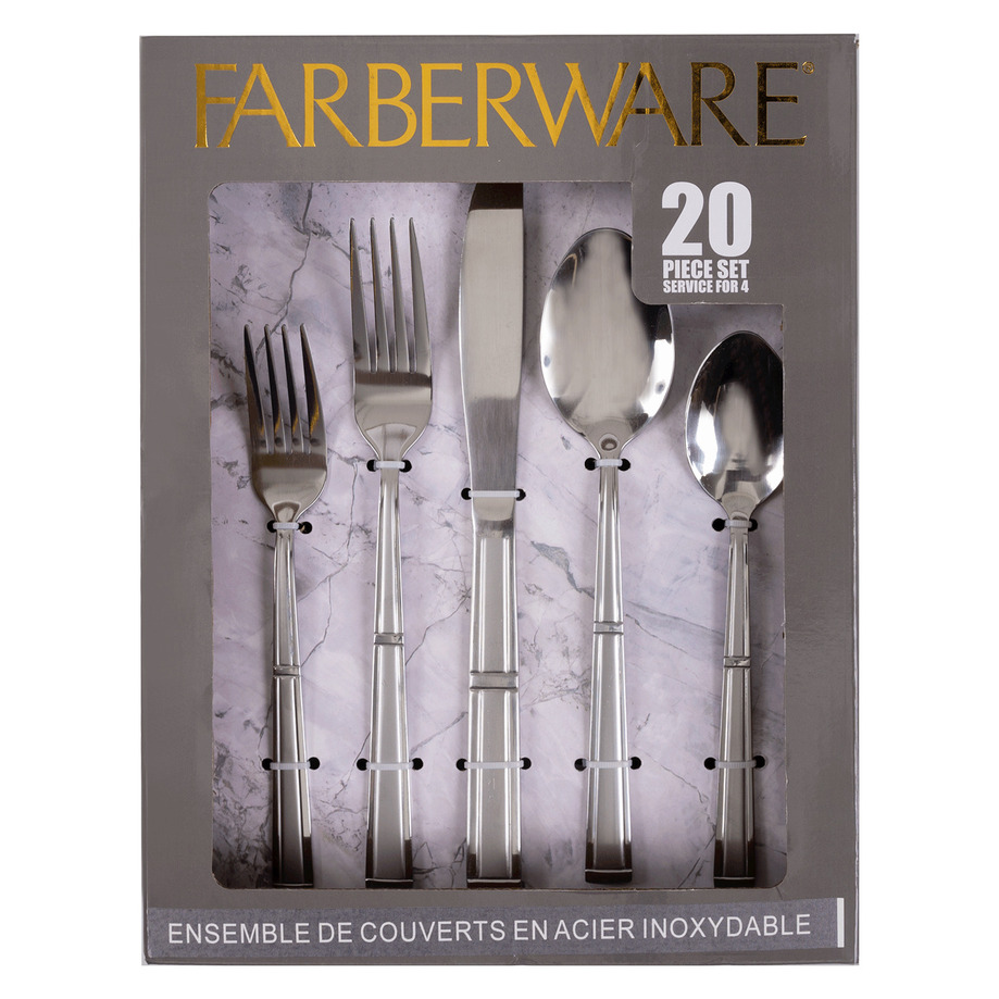 Farberware - Ens. de couverts, acier inoxydable, 20 mcx