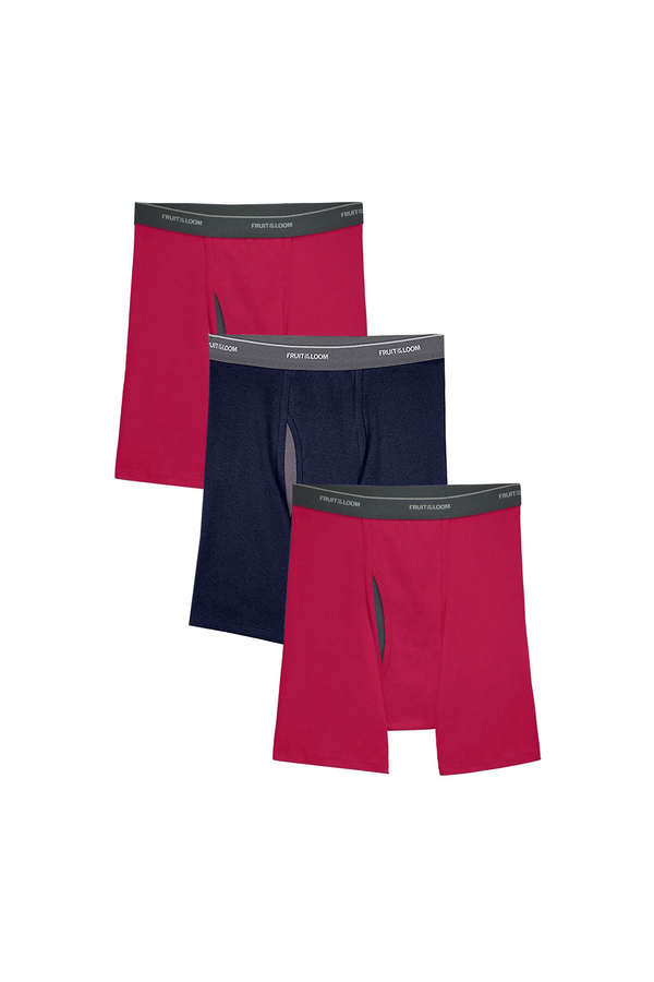 Fruit of the Loom - Tag-free CoolZone Fly boxer briefs, pk. of 3 - Plus  Size. Colour: red. Size: 3xl