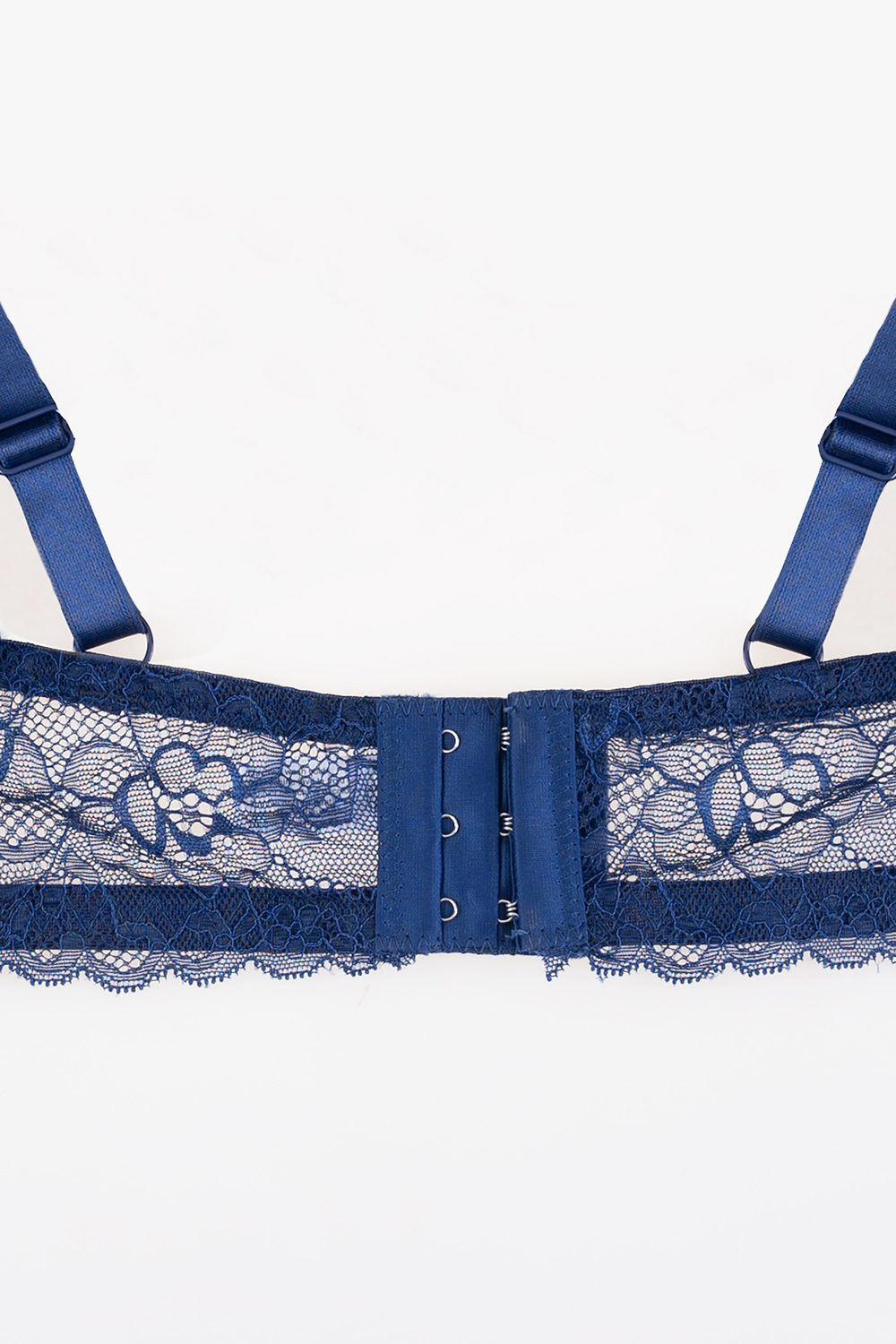 Full coverage lace bra set with high cut coordinated brief - Navy blue -  Plus Size. Colour: navy blue. Size: 40d/8