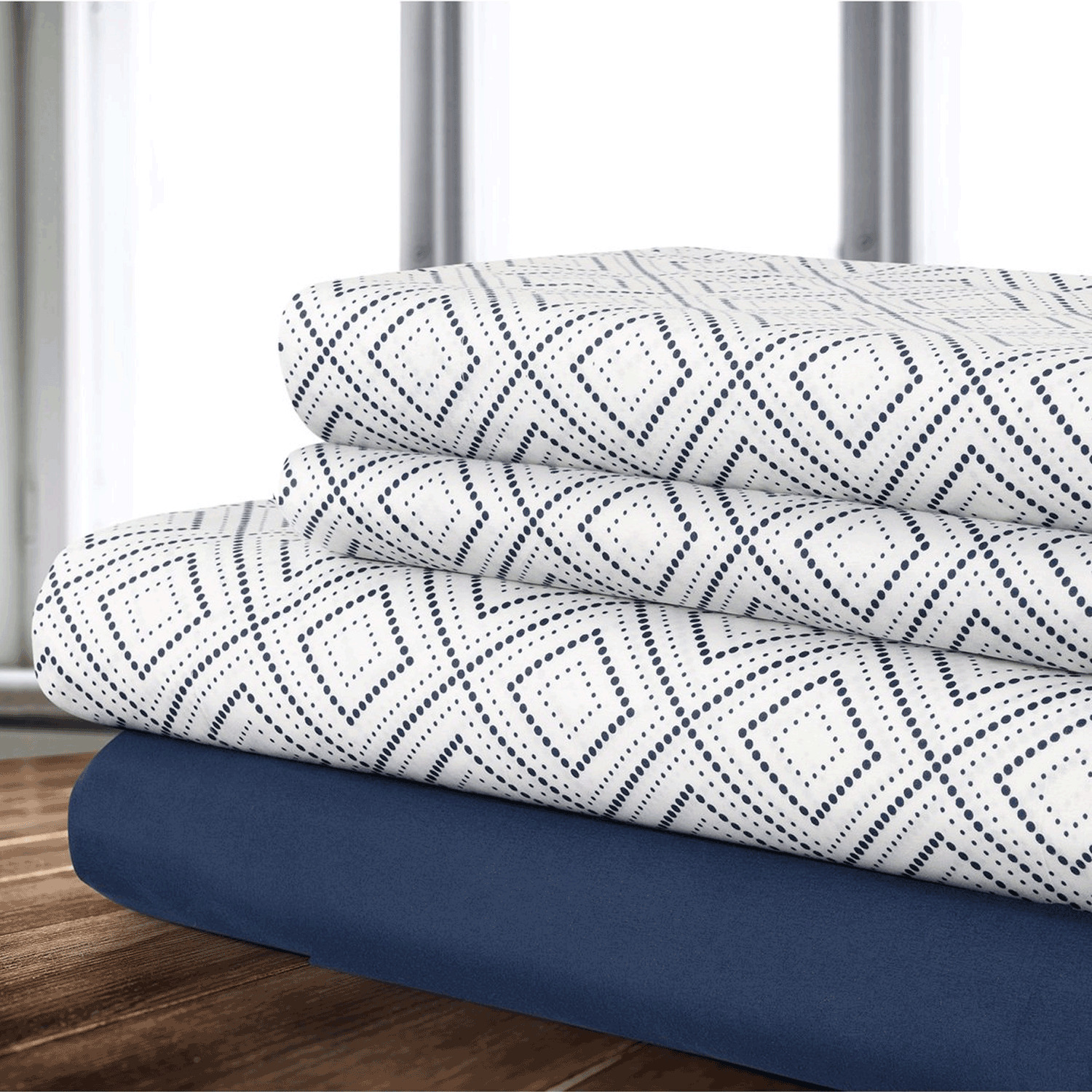 Geometric printed microfiber sheet set