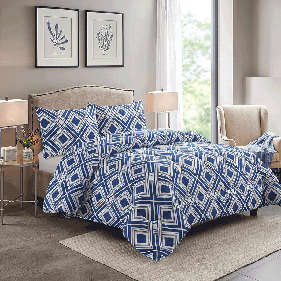 Ghana - Quilted comforter set, 3 pcs - Geometric pattern