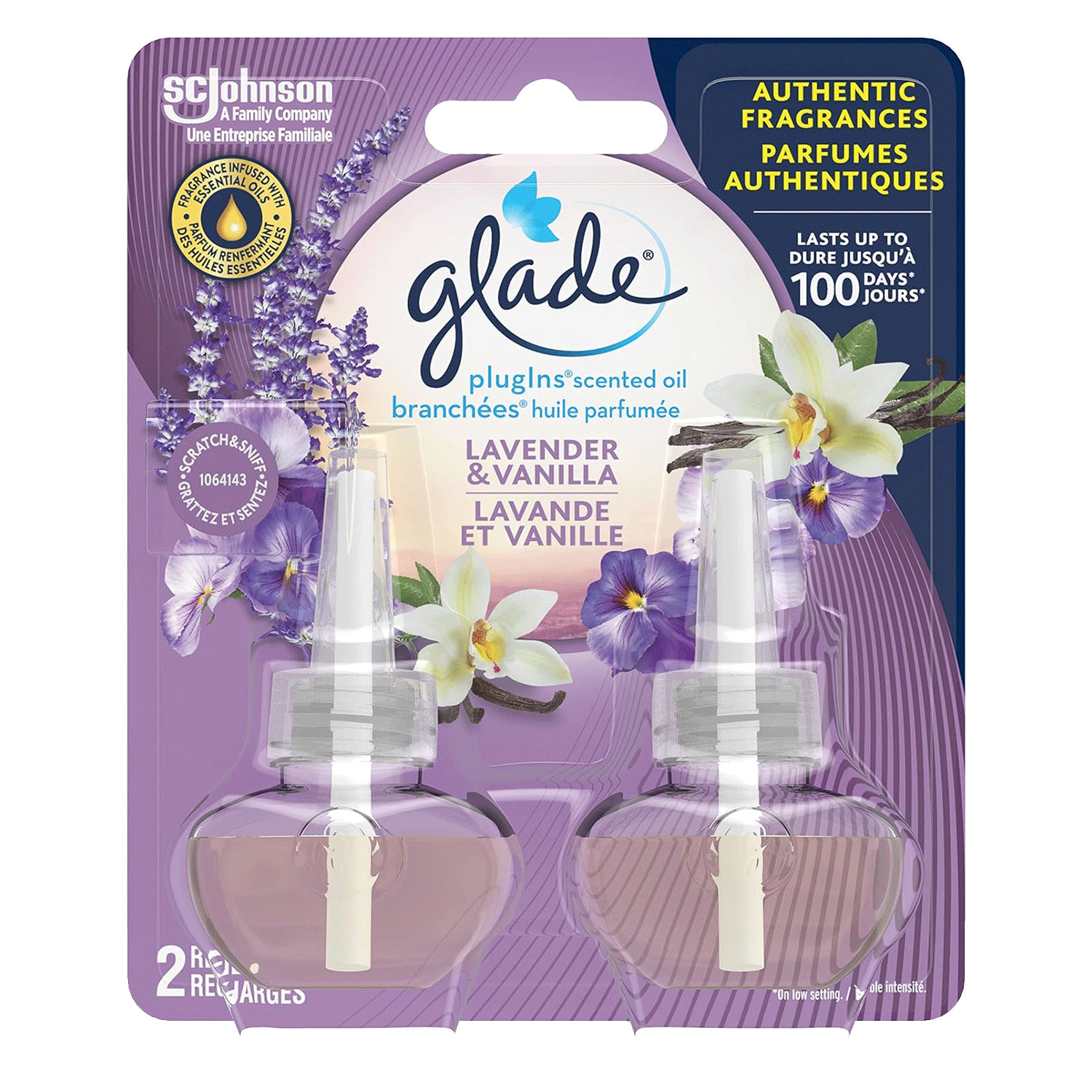 Glade - Scented oil refill, lavender and vanilla, Pk. of 2