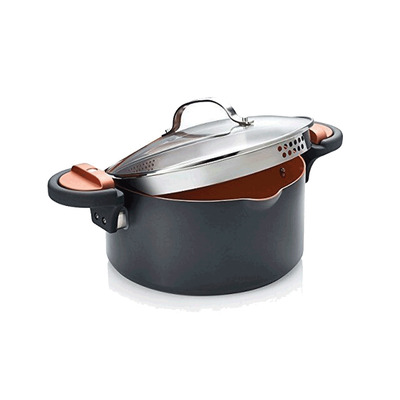 Gotham Steel - Diamond - Non-stick pot with built-in strainer lid