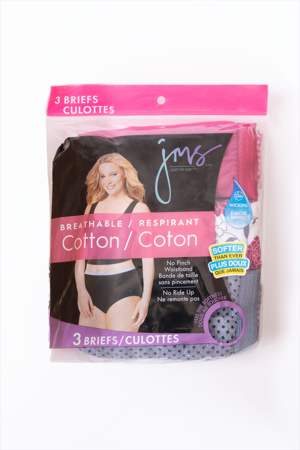 Just My Size JMS Women's No Pinch Waistband Cotton 5-Pack Multi Briefs  Underwear