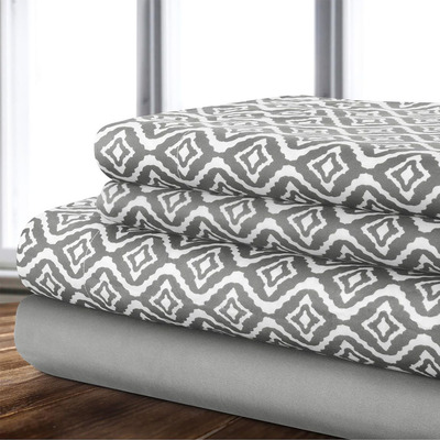 Ikat printed microfiber sheet set