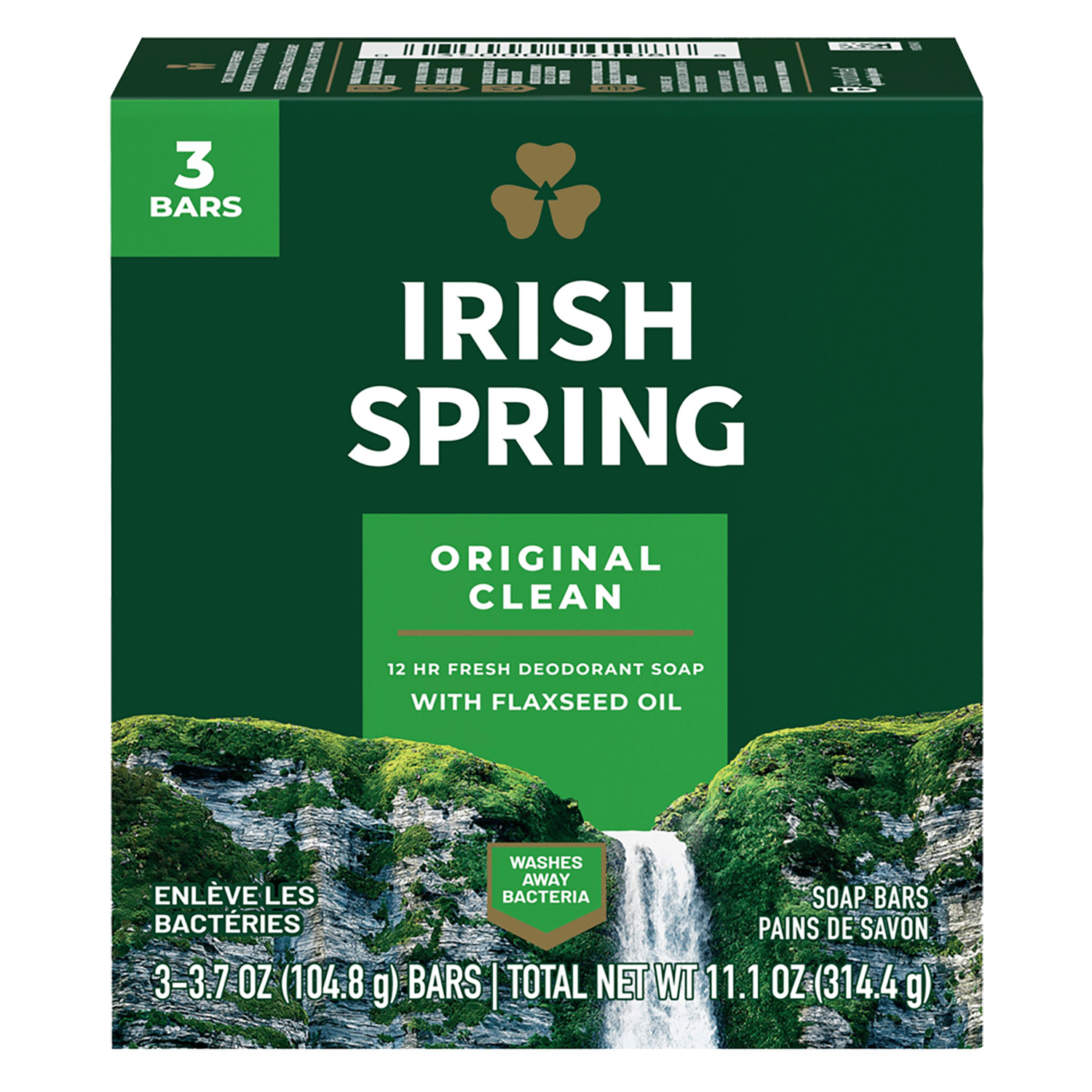 Irish Spring - Original Clean - Savons désodorisants, paq. de 3x104.8g