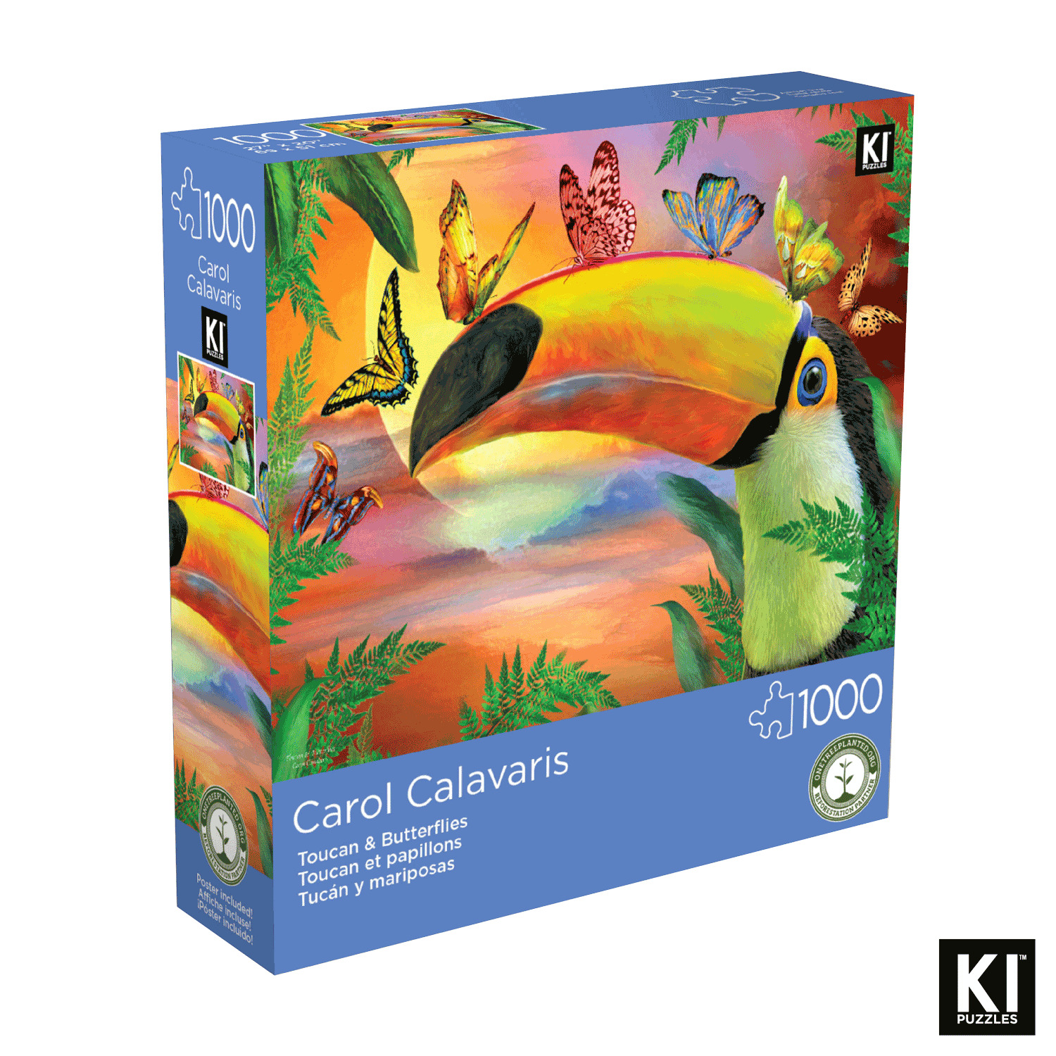 KI - Casse-tête - Carol Calavaris - Toucan et papillons, 1000 mcx