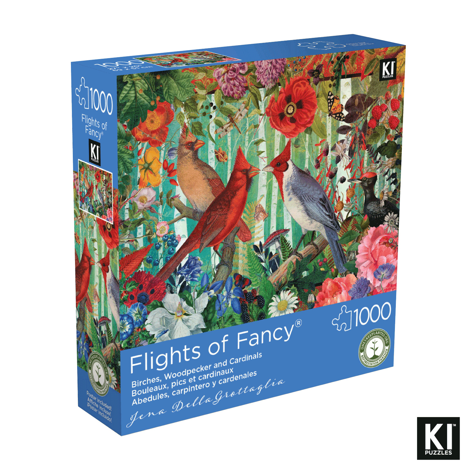 KI - Puzzle - Jena DellaGrottaglia - Birches, Woodpecker and Cardinals, 1000 pcs