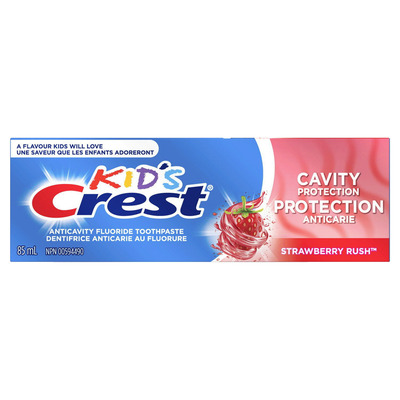 Kid's anticavity protection fluoride toothpaste, strawberry rush, 85 ml