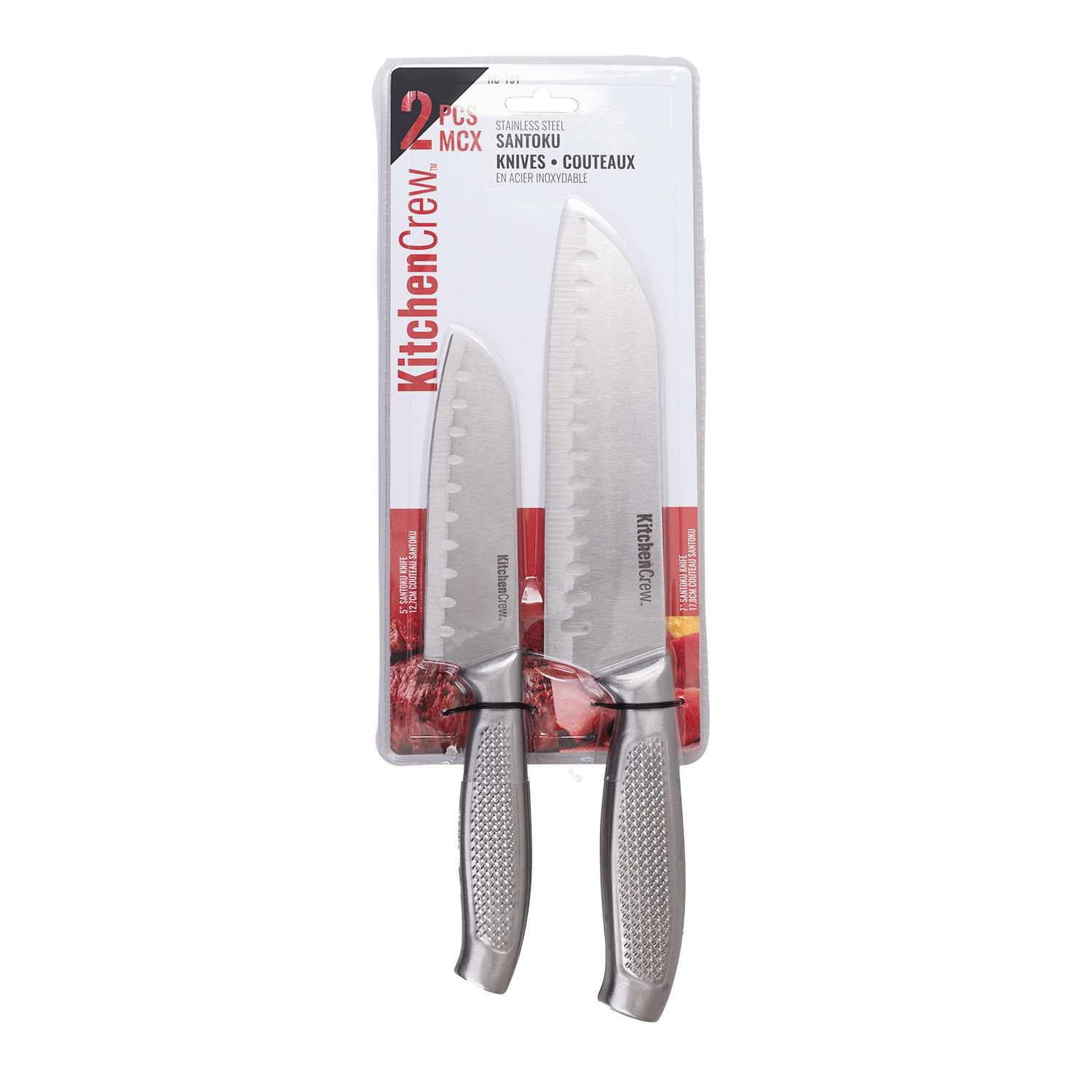 Kitchen Crew - Ens. de couteaux Santoku, acier inoxydable, 2 mcx