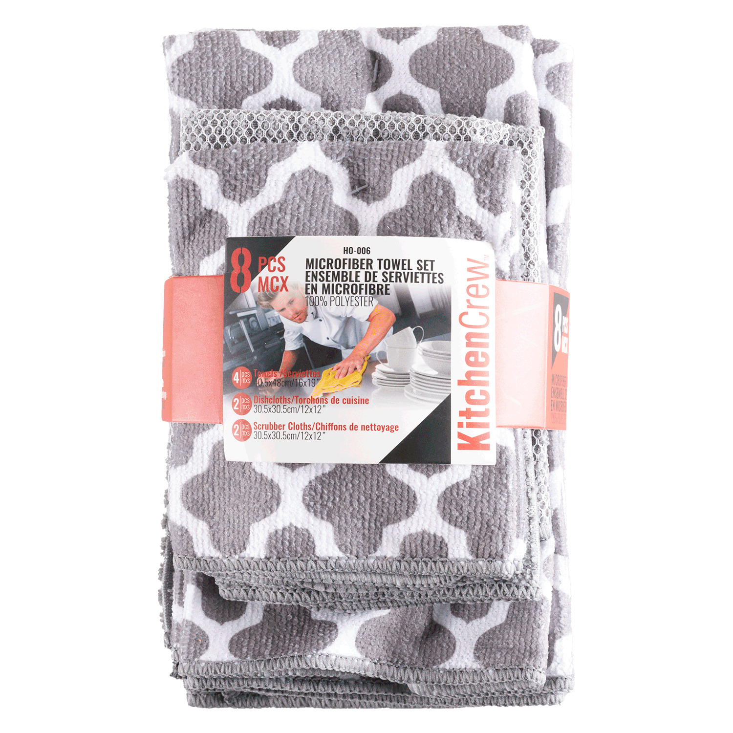 Kitchen Crew - Ens de serviettes en microfibre, 8 mcx