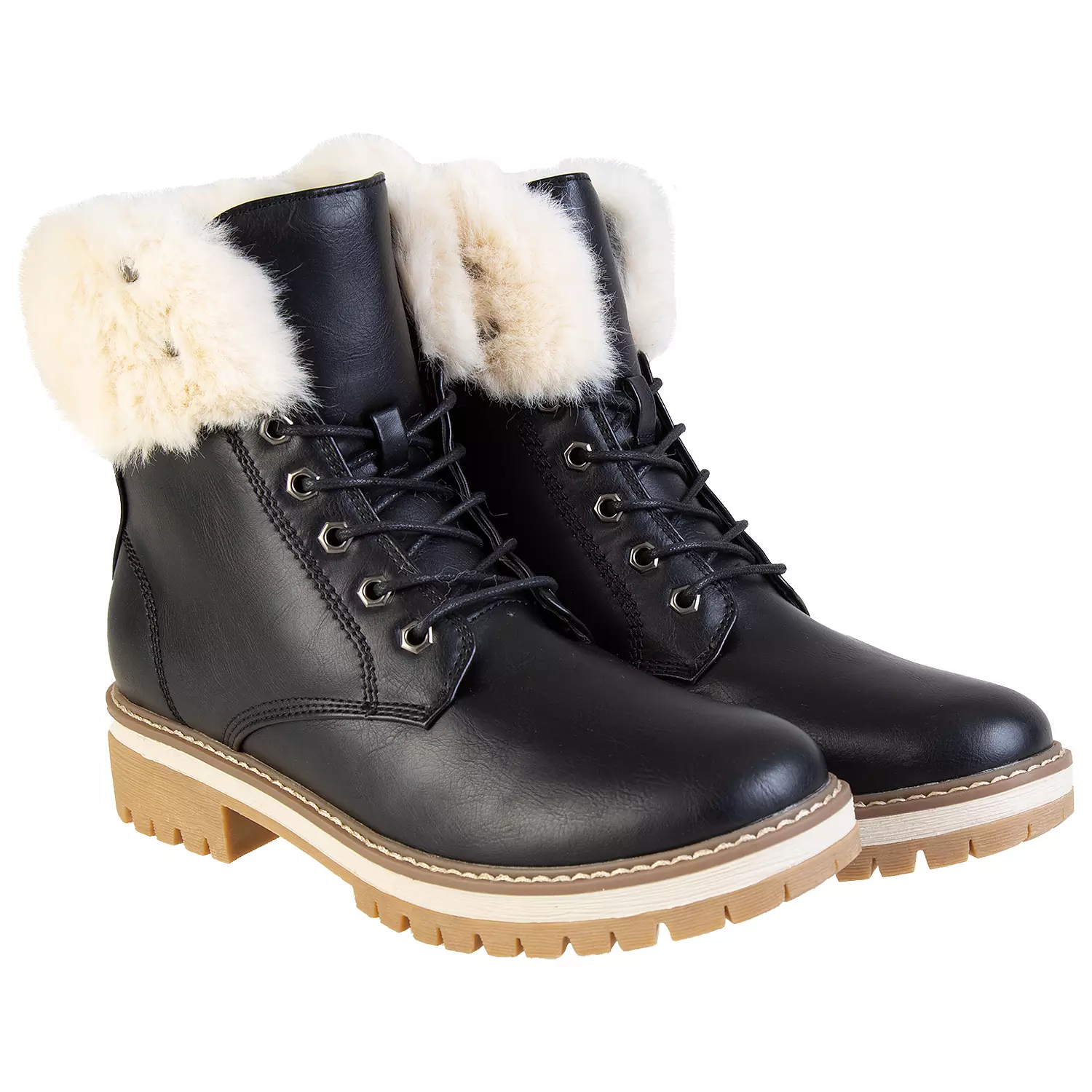 Black Standard Fit (F) Warm Faux-Fur Lined Zip Boots
