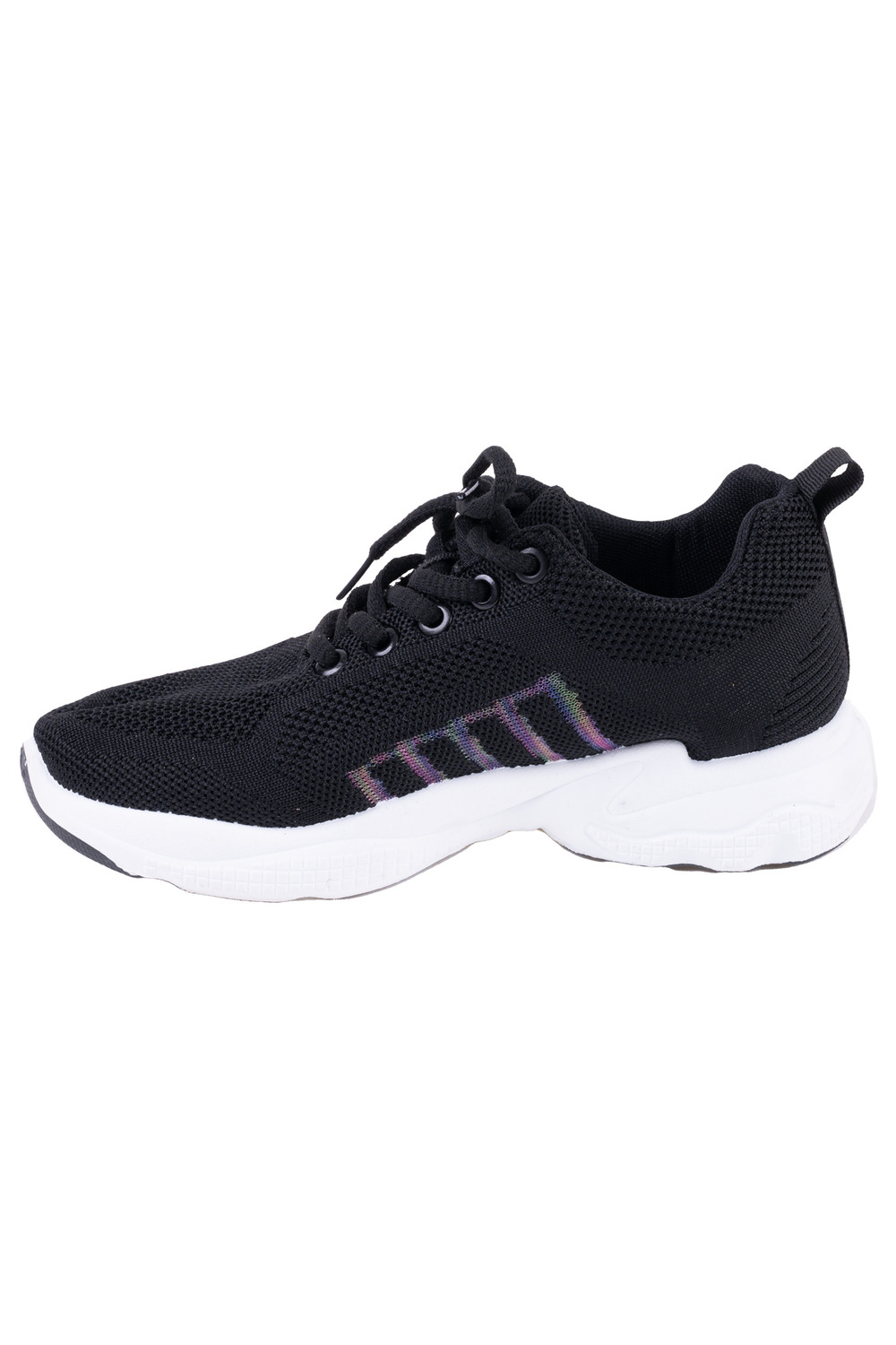 Lace-up front knit wide fit chunky sneakers - Black. Colour: black. Size: 7