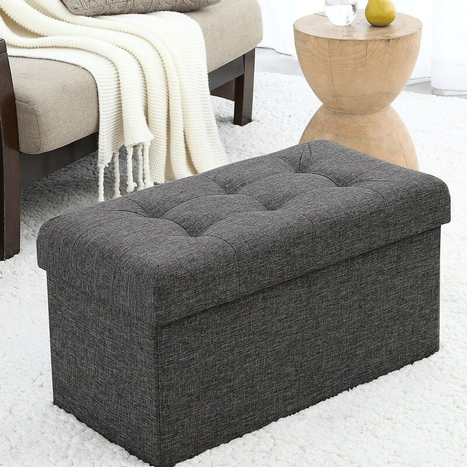 Large Folding Fabric Storage Ottoman Colour Grey Rossy   Large Folding Fabric Storage Ottoman 47887 1 Details 