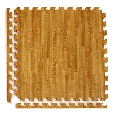 Light wood grain EVA interlocking foam floor mats, pk. of 4