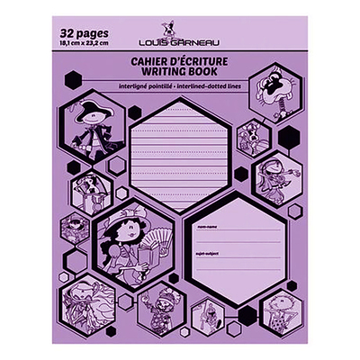 Louis Garneau - Cahier d'écriture interligné pointillé, mauve, 32 pages