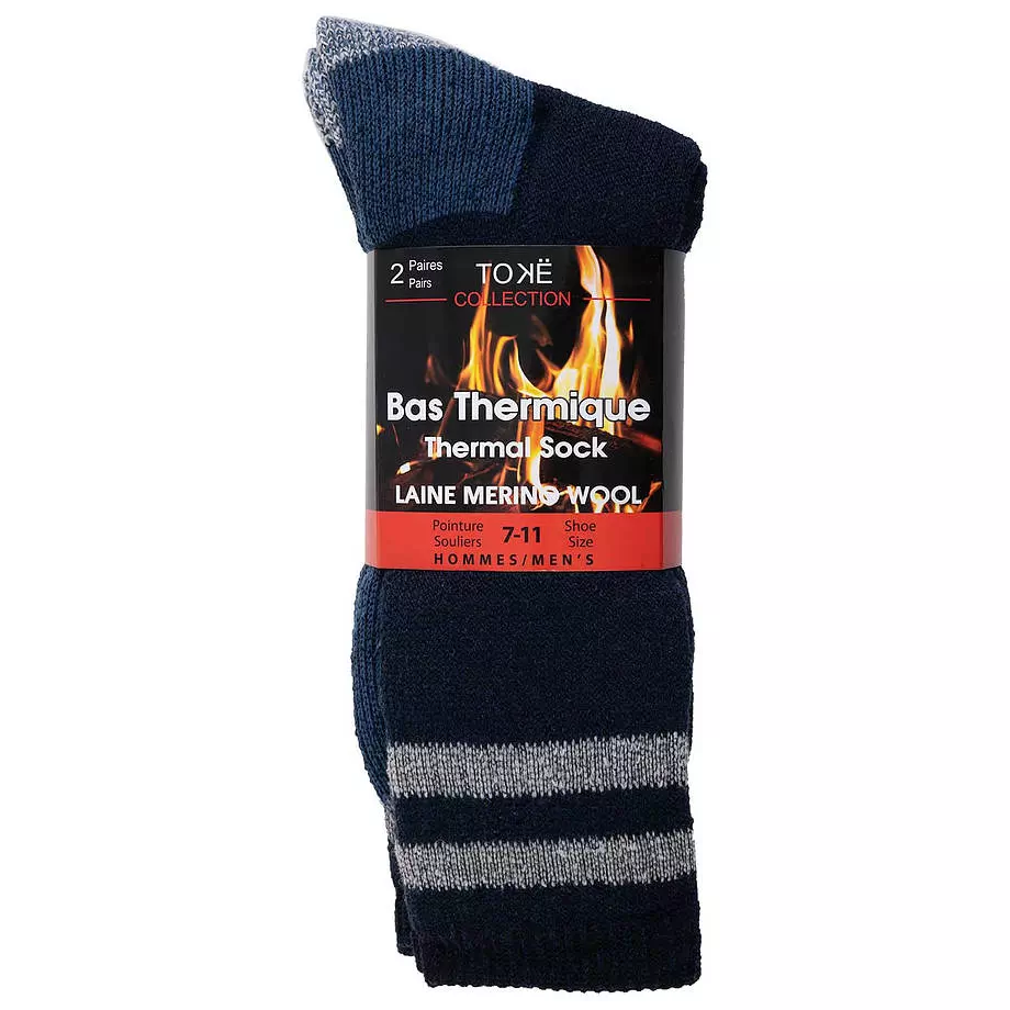 Men's merino wool thermal socks, navy, 2 pairs. Colour: blue. Size: 7-11