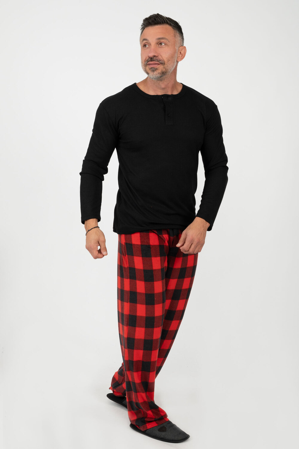 Men's pressed micropolar printed jogger PJ pants