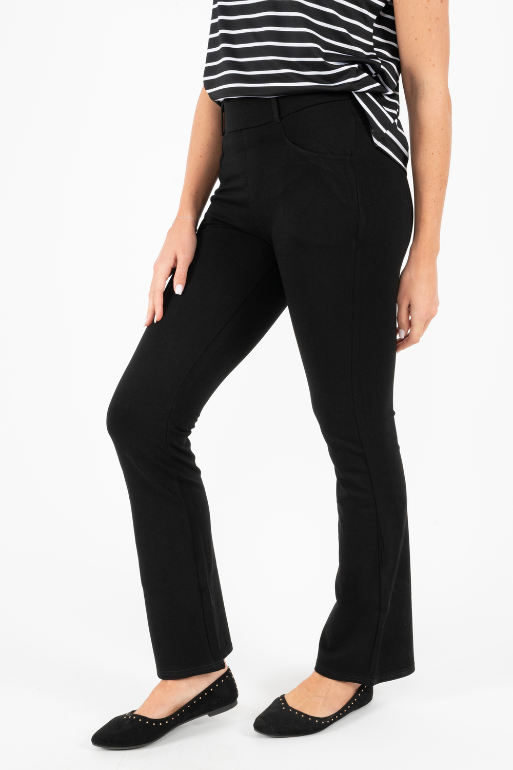 Modern stretch flared leg pants