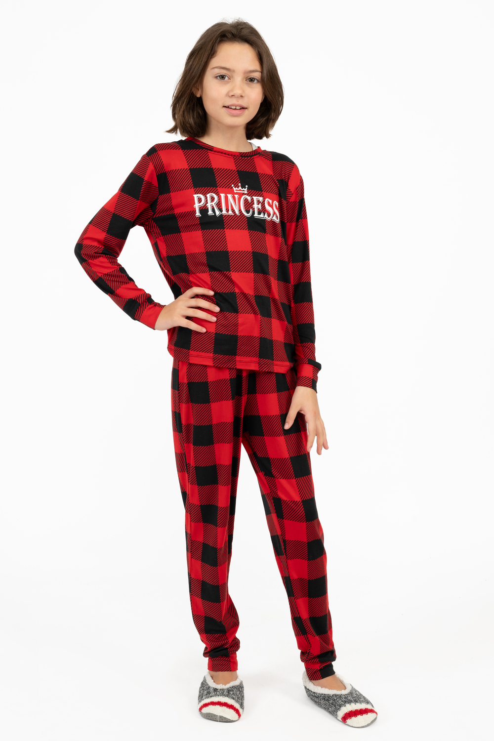 Our Fäm Jam - Matching family buffalo plaid PJ set - Royal Family. Colour:  red. Size: m