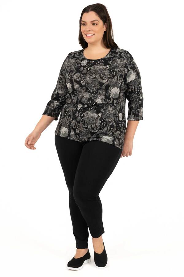 Paisley print blouse - Shades of grey - Plus Size