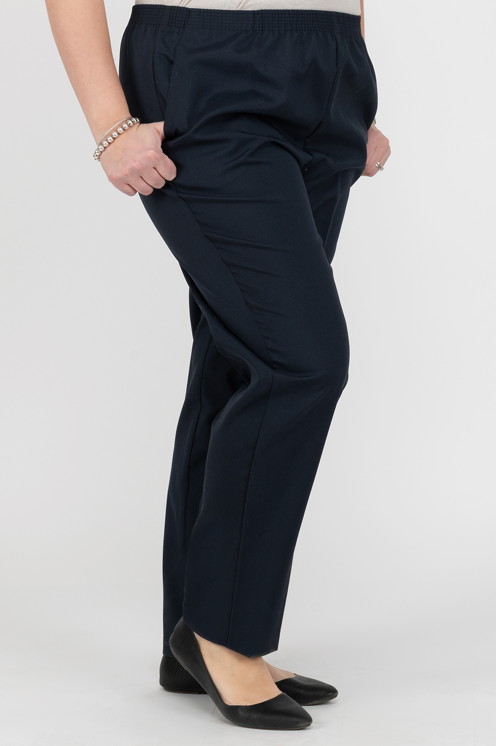 Pantalon à enfiler avec taille élastique - Marine - Taille plus. Colour:  navy blue. Size: 2tg, Fr