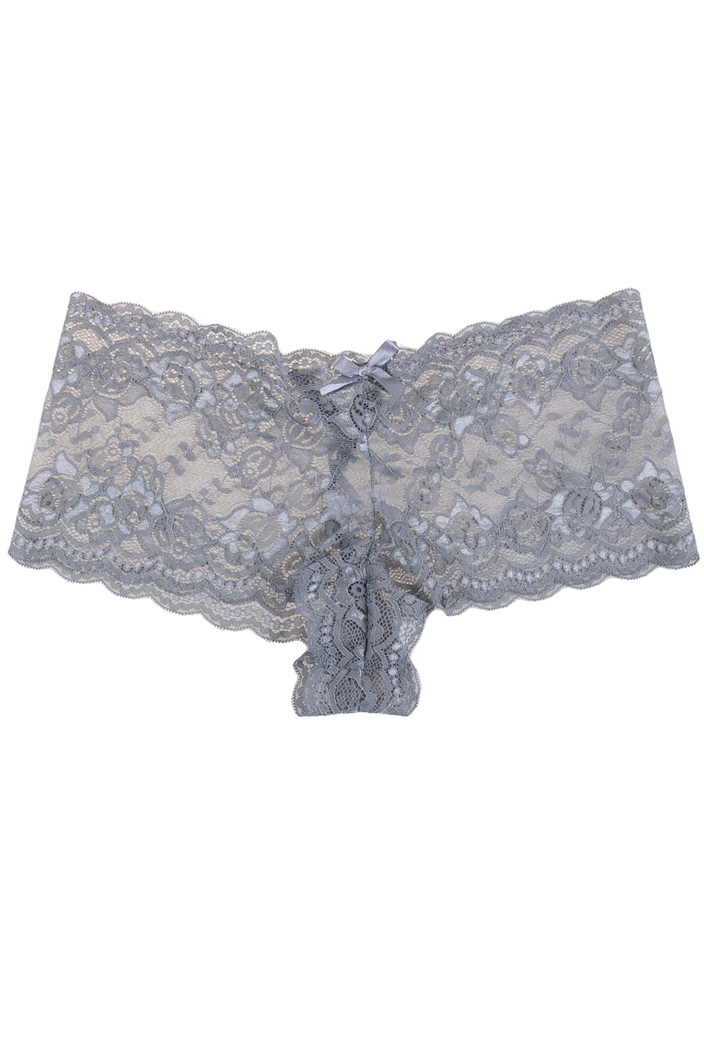 Plunging lace push-up demi bra set, grey - Plus Size. Colour: grey