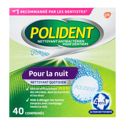 Polident - Pour la nuit - Nettoyant pour prothèses dentaires, paq. de 40