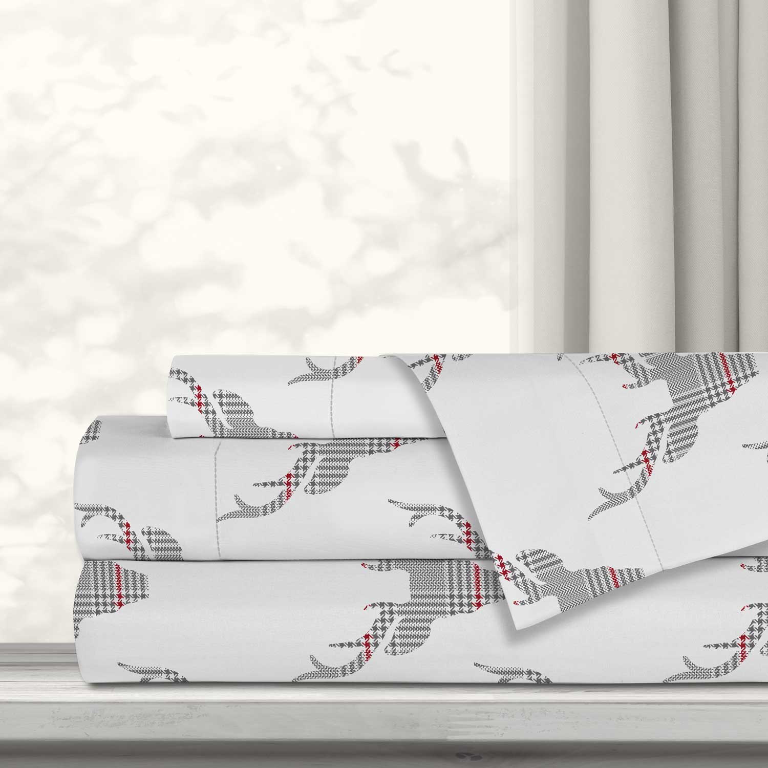 Premium ultra soft printed sheet set - Plaid Deer Shield