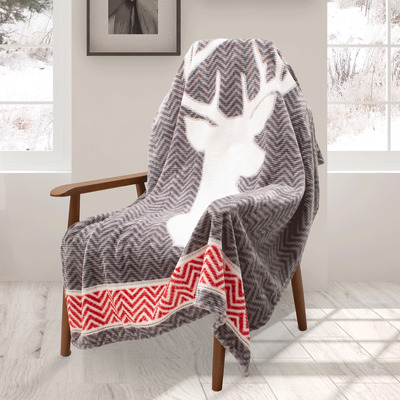 Printed ribbed flannel throw, 48"x60"