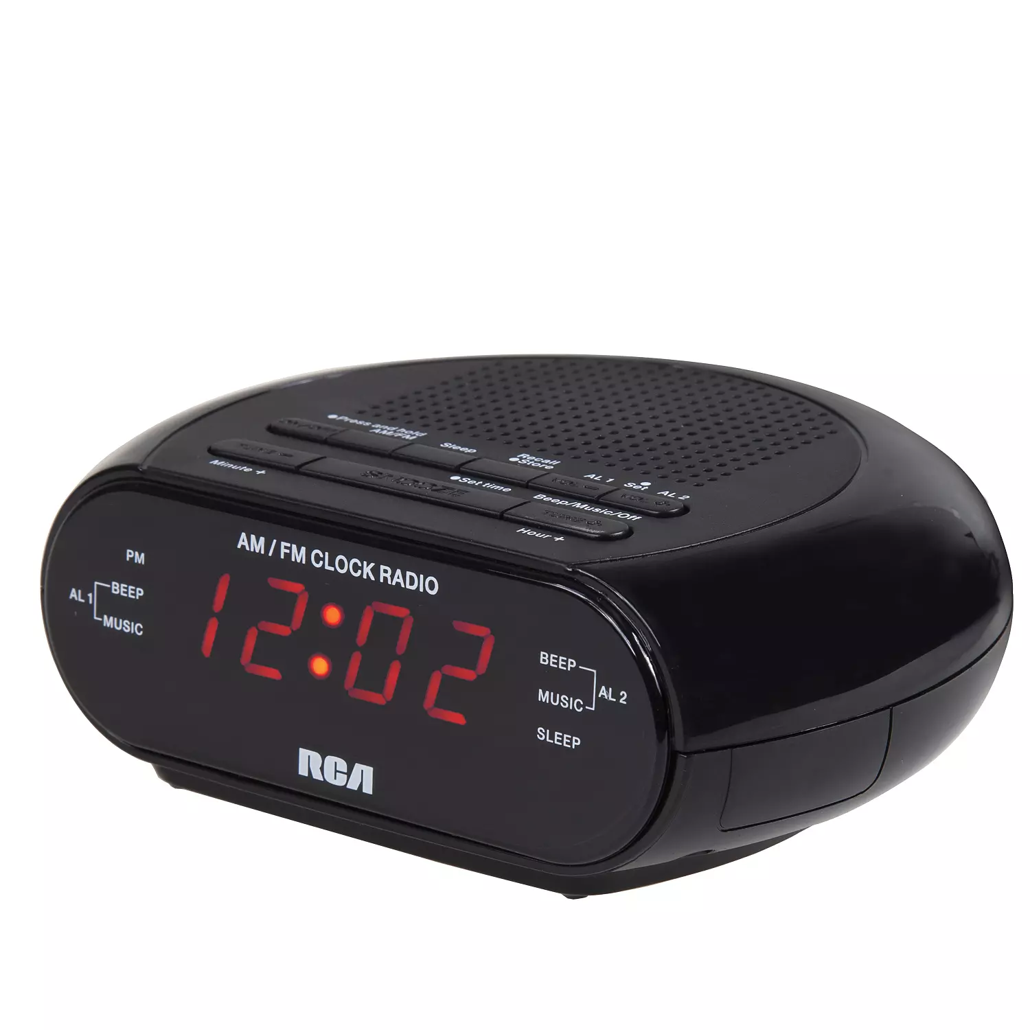 RCA Dual wake AM/FM clock radio. Colour: black Rossy