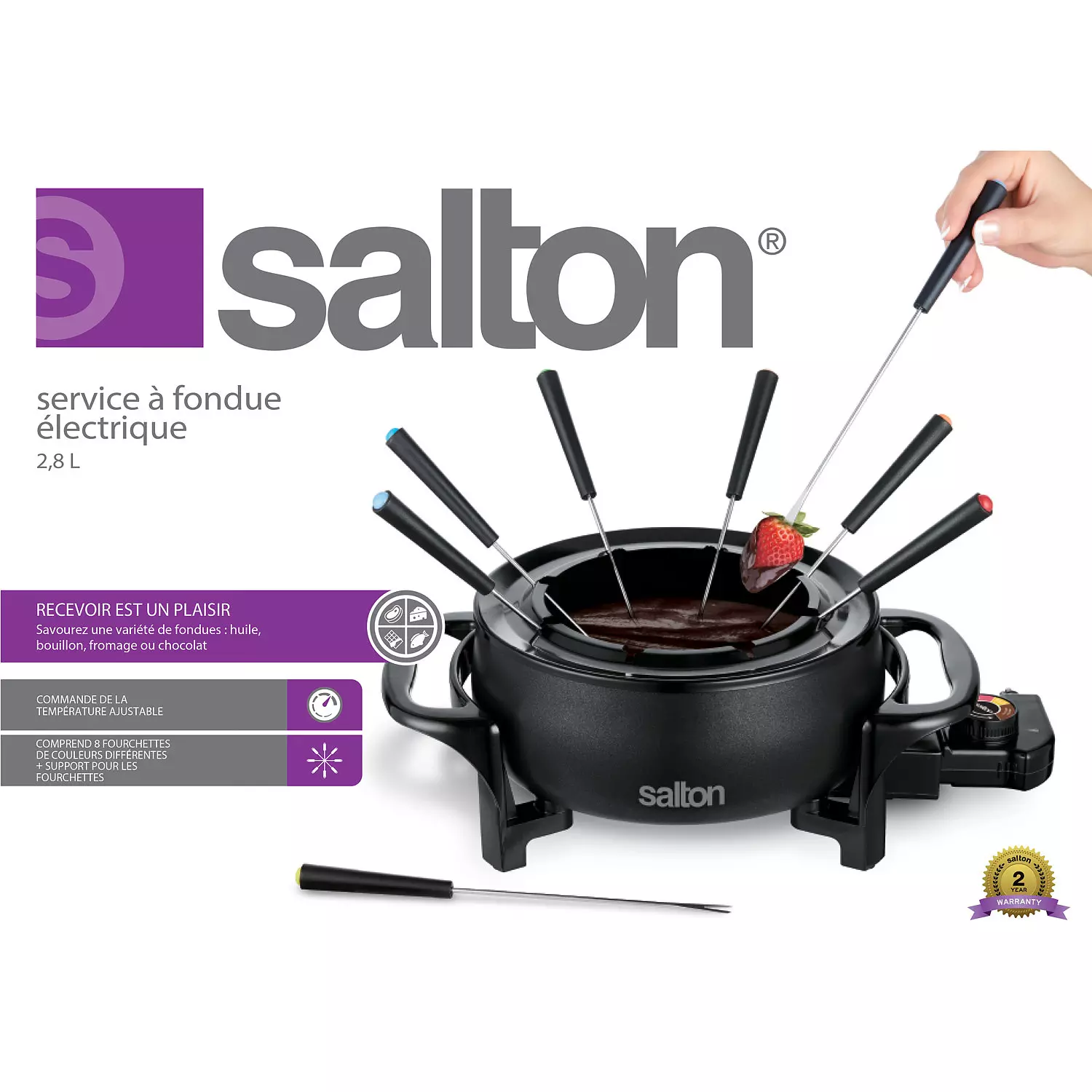 Salton - Electric fondue set, 2.8L, black