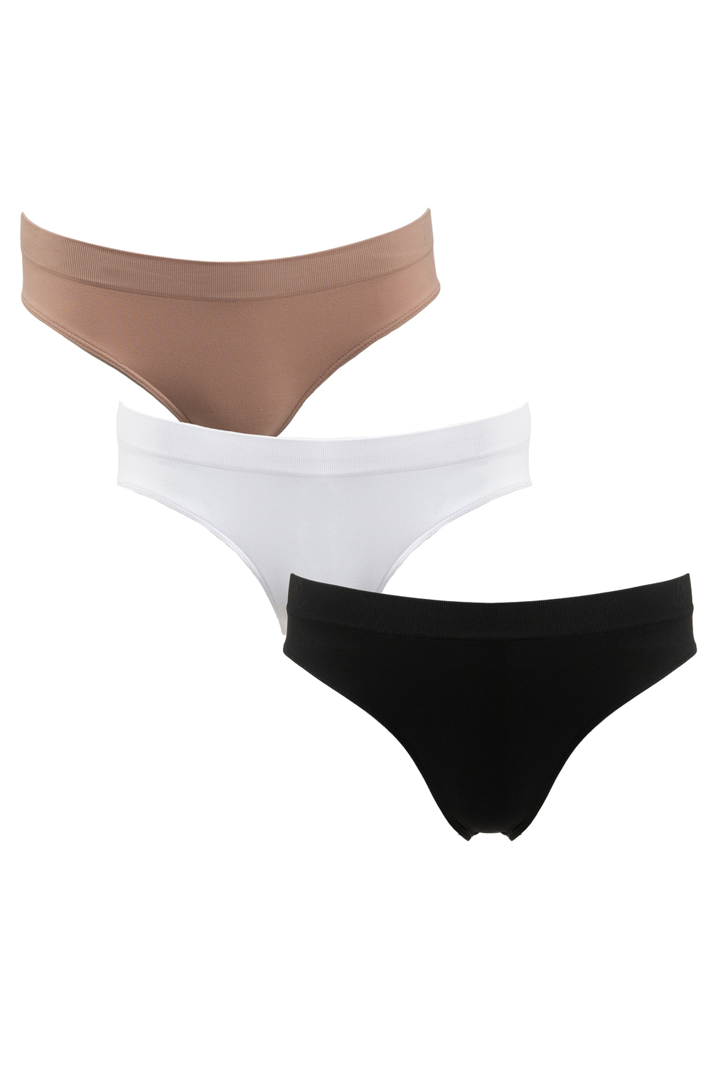 Set of 3 seamless high-cut panties - Neutrals. Size: m