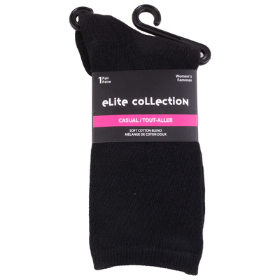 Adrienne Vittadini - Fine-knit cotton dress socks - 5 pairs. Colour: black.  Size: 9-11