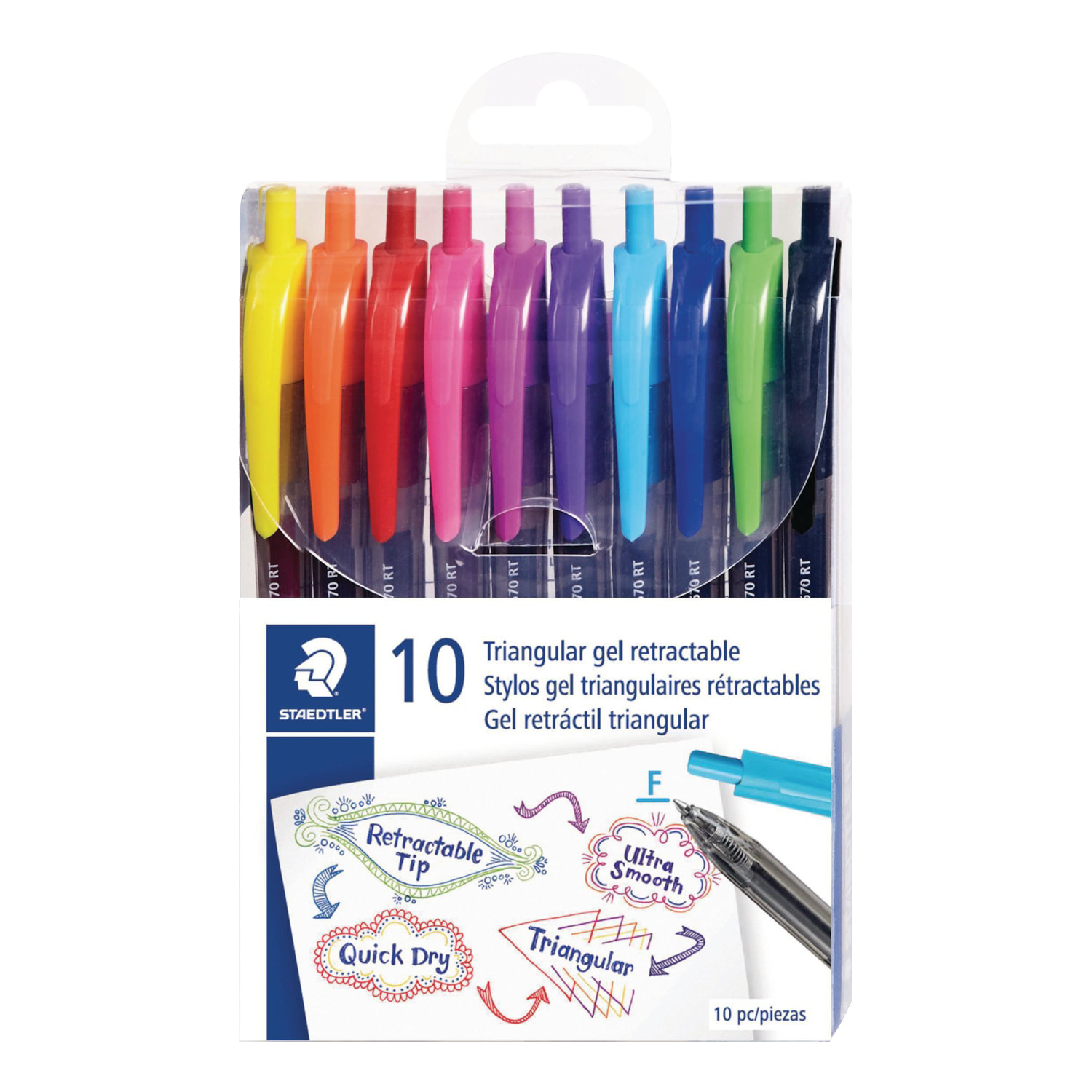 Staedtler - Stylos gel triangulaires à pointes rétractables, pk. de 10