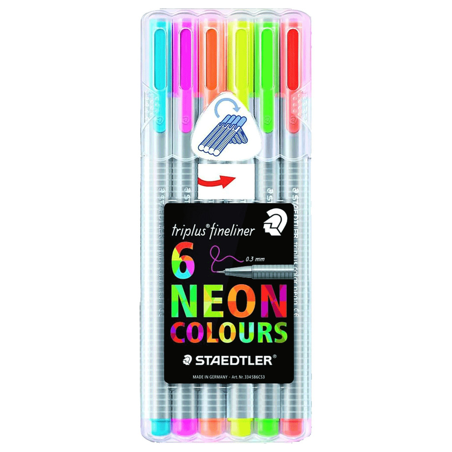 Staedtler - Stylos néon Triplus Fineliner, paq. de 6