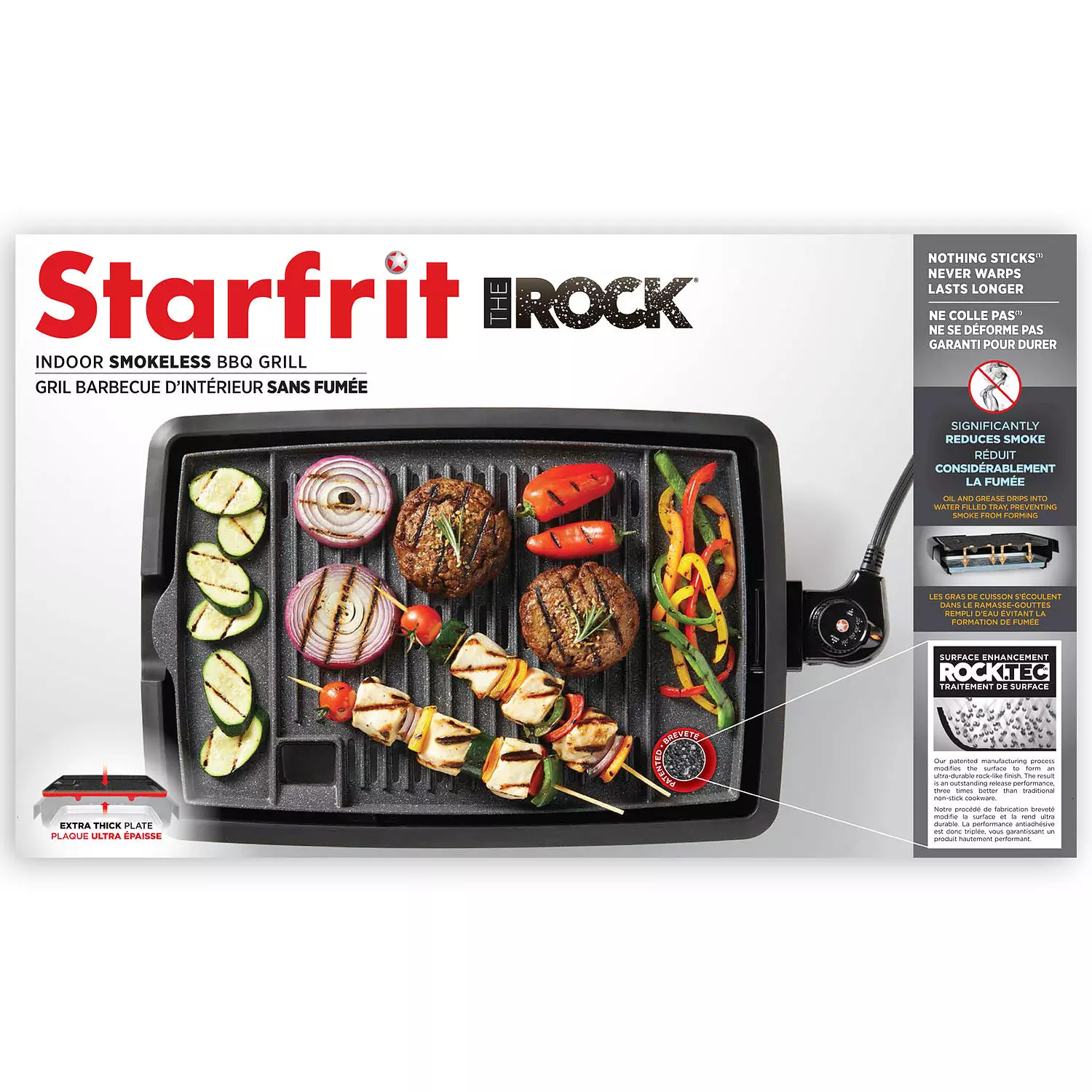 Starfrit® The Rock - Gril d'intérieur BBQ sans fumée