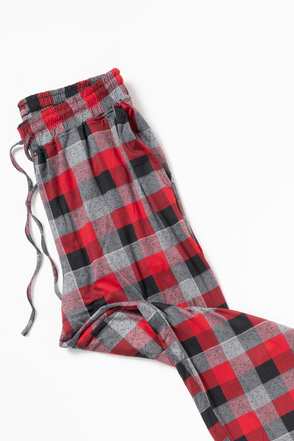 Stretch knit jogger pyjama pants - Buffalo red plaid - Plus Size. Colour:  red. Size: 1xl