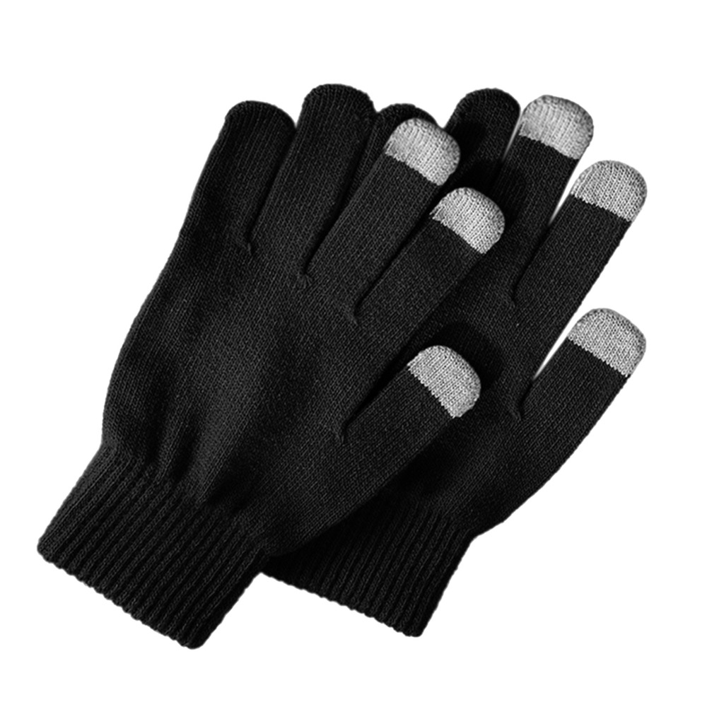 Stretch knit touchscreen gloves. Colour: black | Rossy