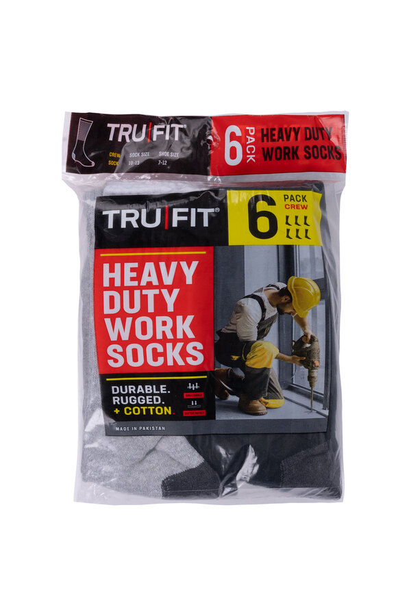 Heavy Duty Work Thick Crew Cotton Socks, Steel Toe, (White - 6