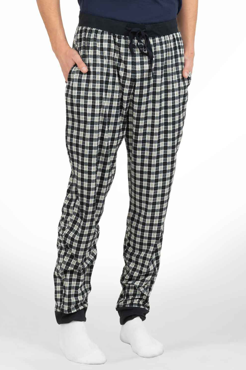 Urban Addiction - Stretch knit jogger pajama pants, black & white